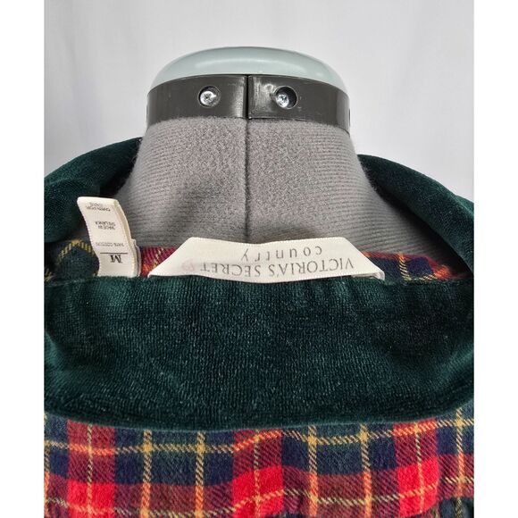 Victoria's Secret Country Babydoll Flannel Nightgown Velvet Collar Red & Green M - Picture 6 of 8